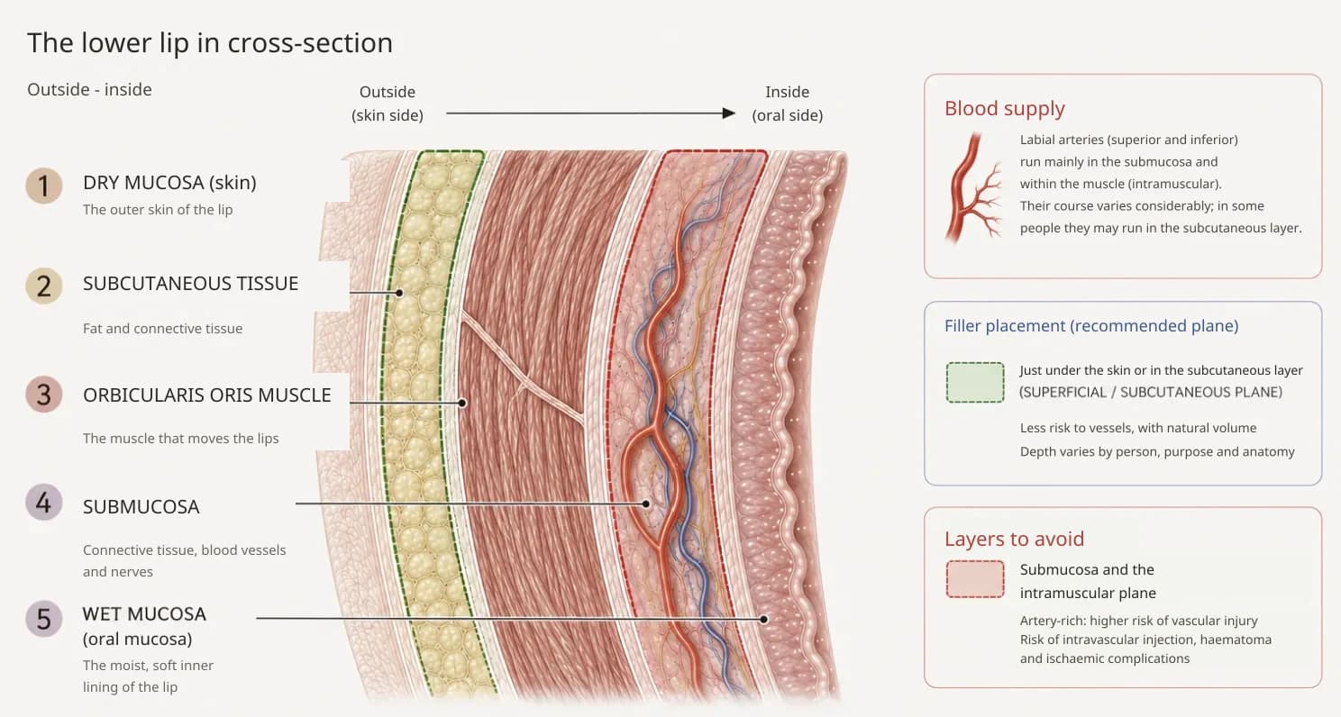 Diagram of the layers of the lip